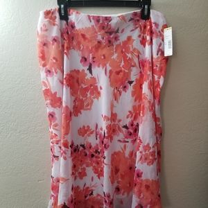 White and Orange Floral Skirt